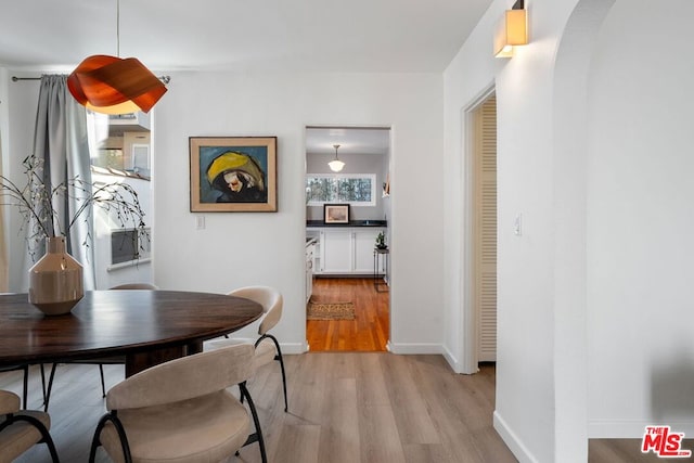 dining area featuring light hardwood / wood-style flooring