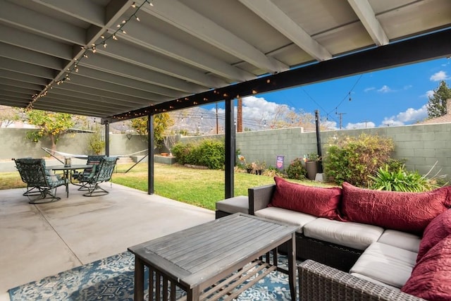 view of patio featuring an outdoor living space