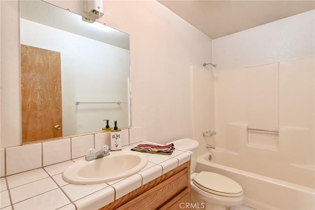 full bathroom with tub / shower combination, toilet, and vanity