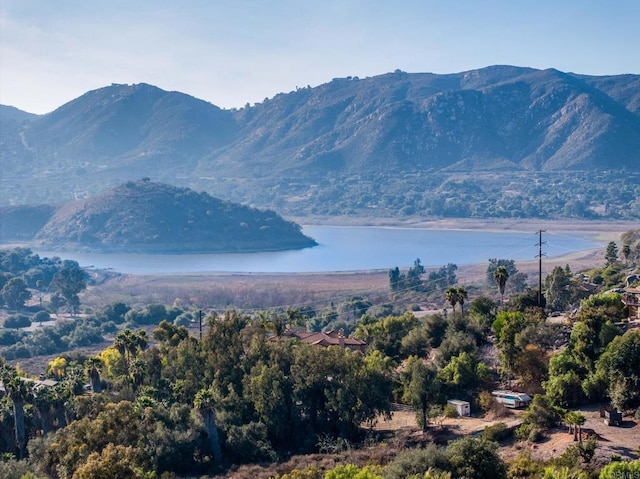 view of mountain feature featuring a water view