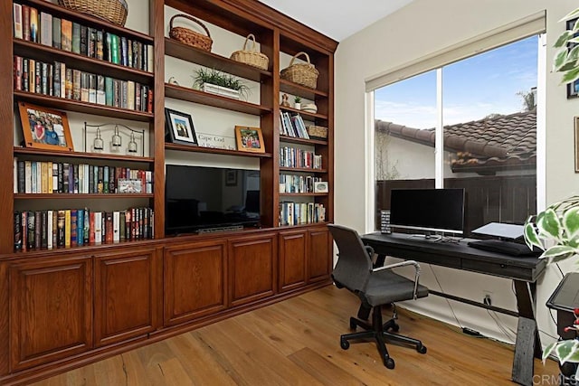 office area featuring light hardwood / wood-style floors