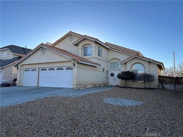 view of front property with a garage