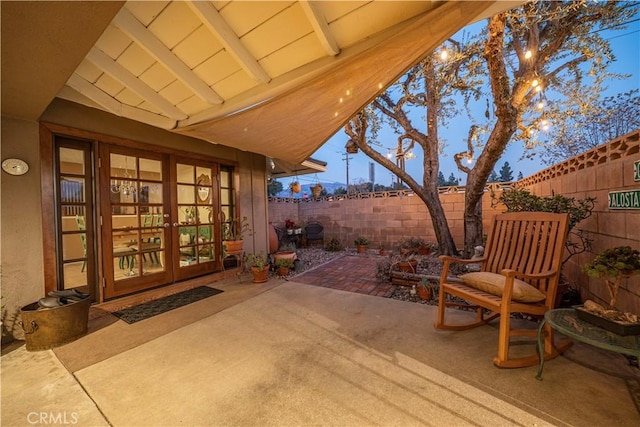 view of patio / terrace featuring french doors