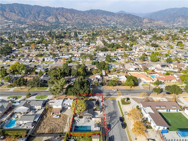 drone / aerial view with a mountain view