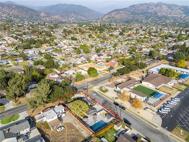 aerial view with a mountain view