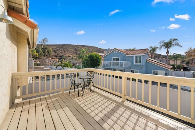 deck with a mountain view