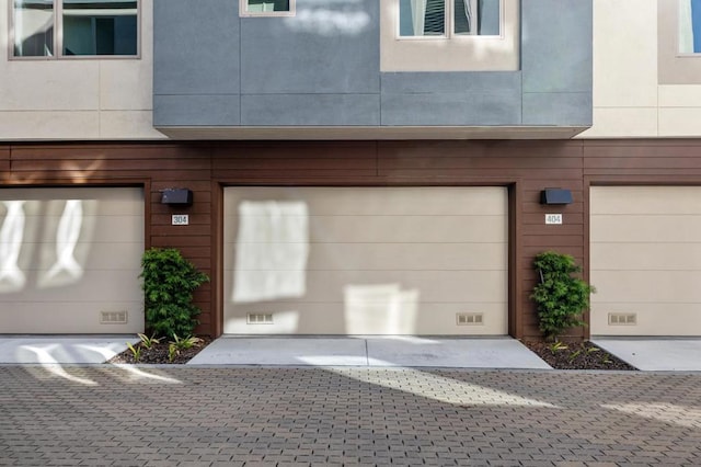 exterior space featuring a garage