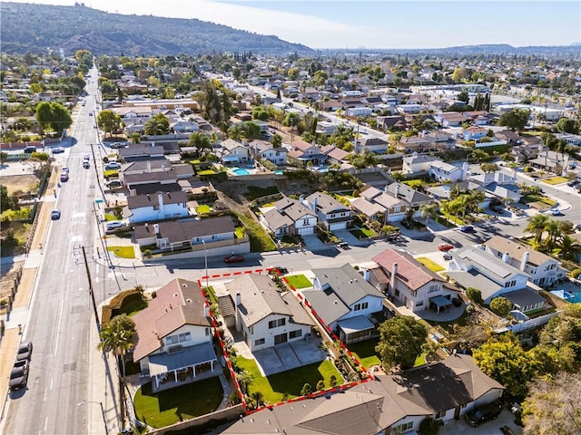 drone / aerial view with a mountain view