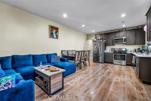 living room featuring light hardwood / wood-style floors