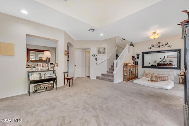 living room with carpet