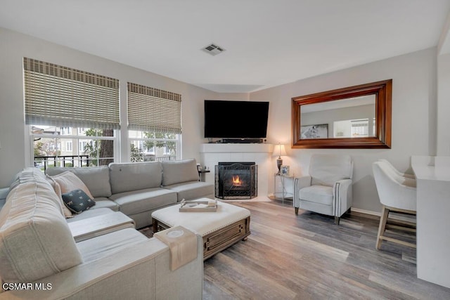 living room featuring light hardwood / wood-style floors