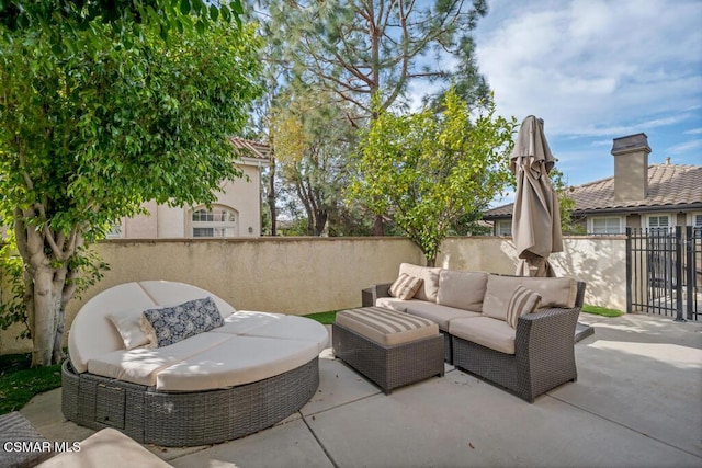 view of patio / terrace featuring an outdoor hangout area