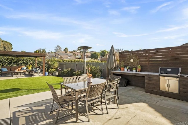 view of patio / terrace featuring exterior kitchen