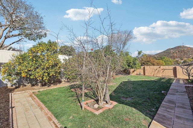 view of yard with a mountain view