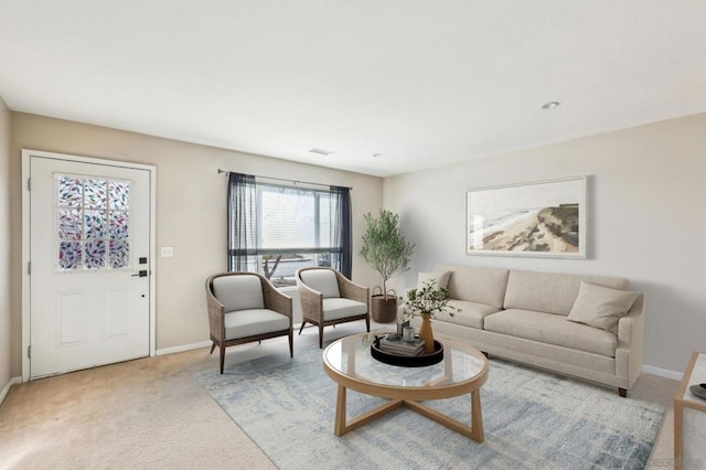 living room with carpet floors