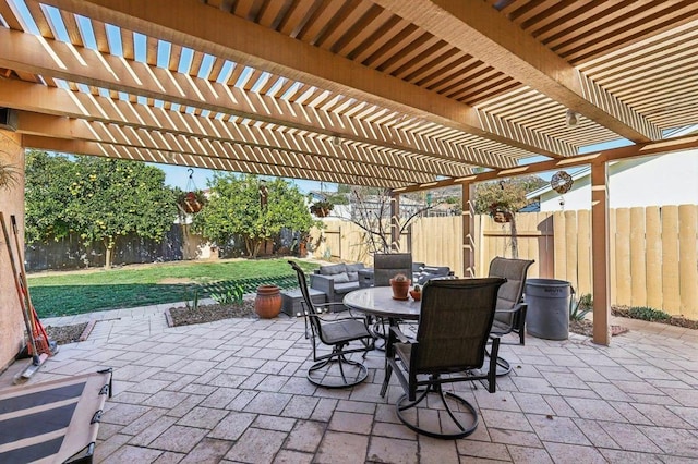 view of patio / terrace featuring a pergola