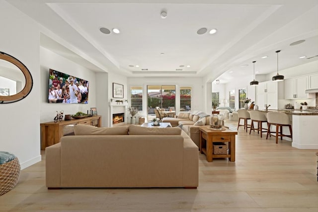 living room featuring light hardwood / wood-style floors