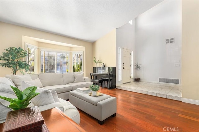 living room with hardwood / wood-style flooring