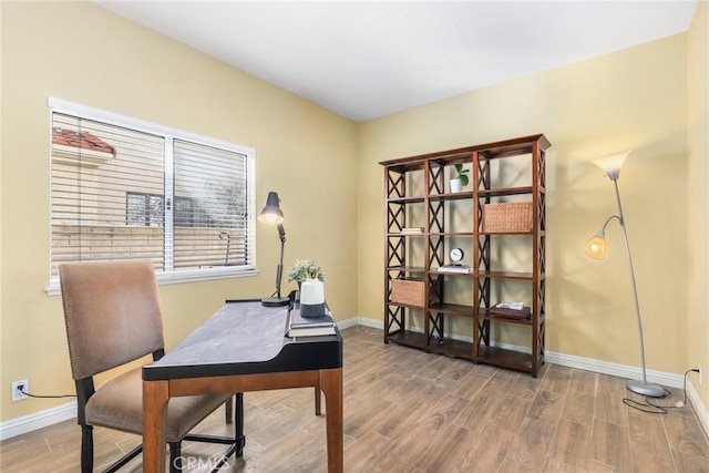 office space featuring wood-type flooring