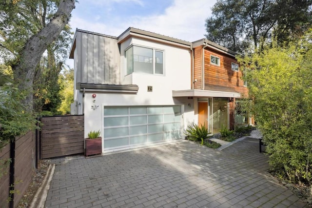 contemporary home featuring a garage