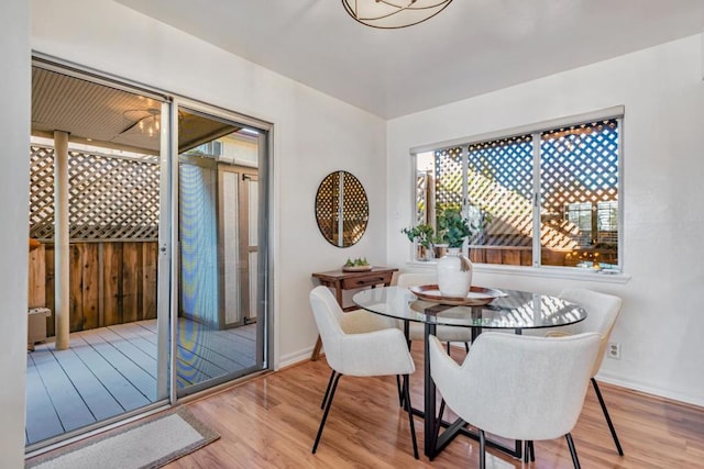 dining room with hardwood / wood-style flooring