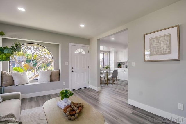 entrance foyer featuring light wood-type flooring