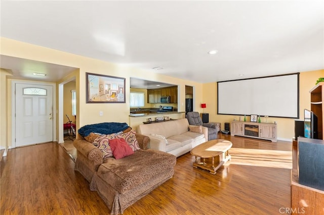 living room with hardwood / wood-style floors