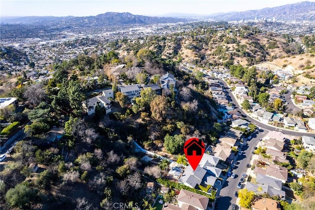 aerial view with a mountain view