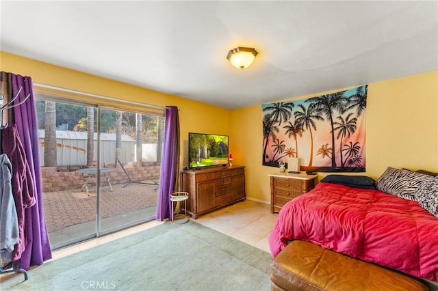 tiled bedroom with access to outside