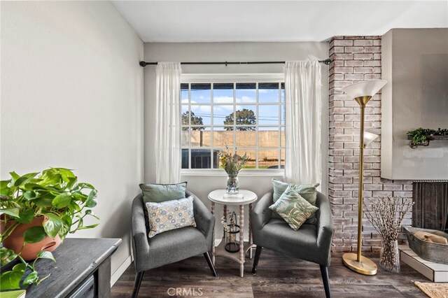 living area with dark wood-type flooring