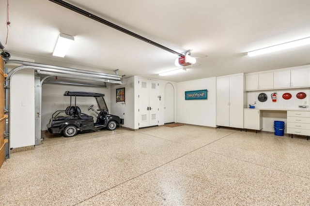 garage with a garage door opener