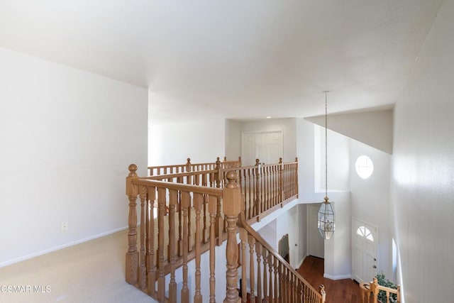 hallway with a high ceiling