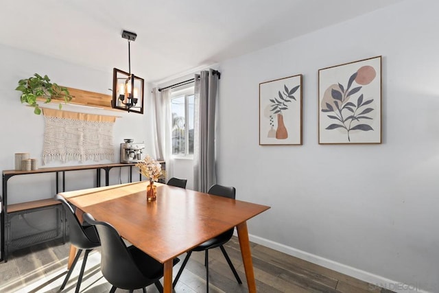 dining room with dark hardwood / wood-style floors