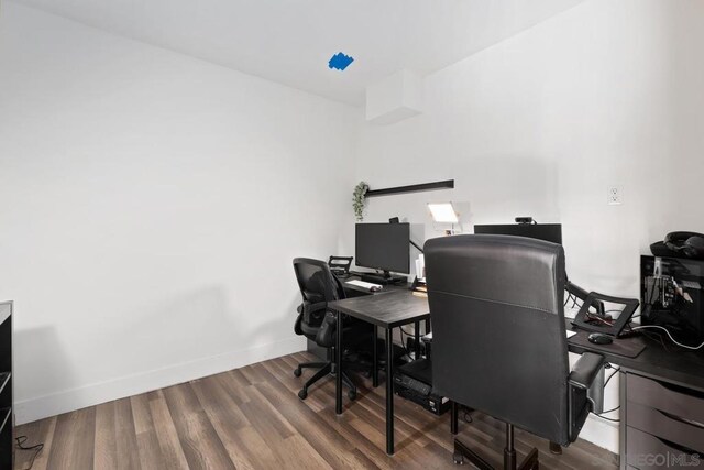 office space featuring hardwood / wood-style flooring