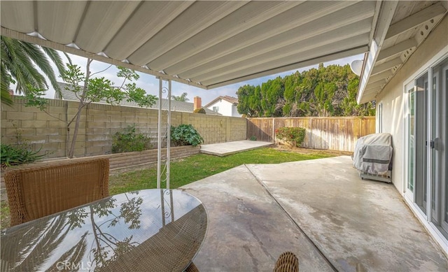 view of patio / terrace with a grill