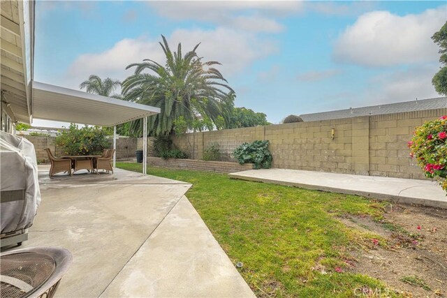 view of yard with a patio area