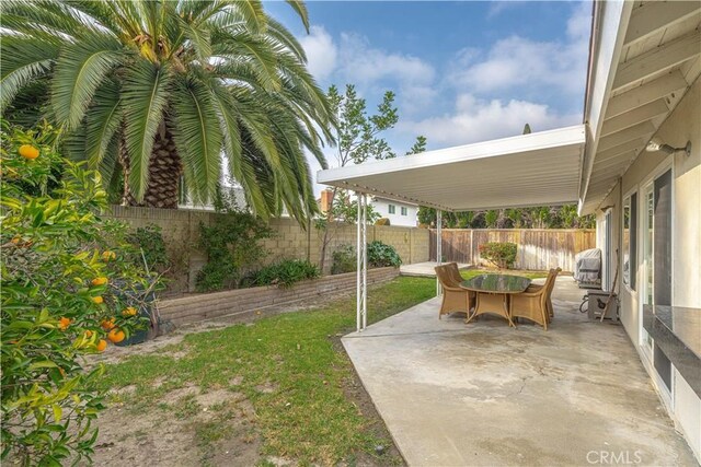 view of yard with a patio area