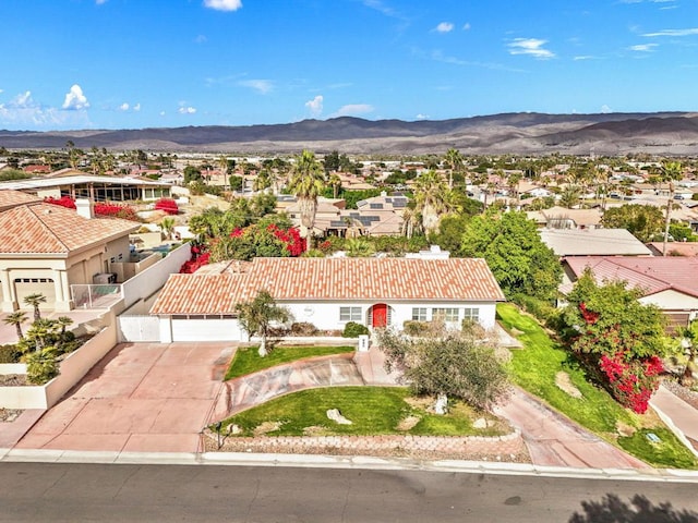 aerial view with a mountain view