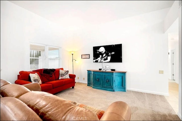 living room with light colored carpet