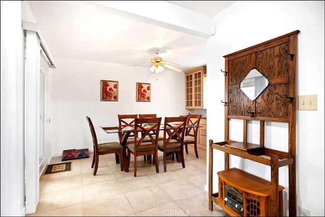 dining area featuring ceiling fan