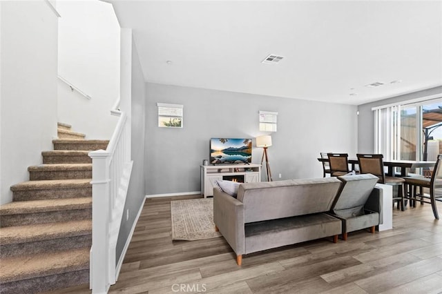 living room featuring light hardwood / wood-style flooring