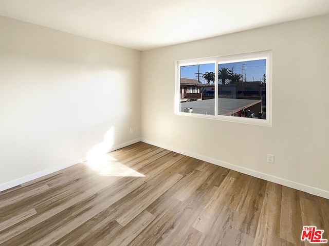 spare room featuring wood-type flooring