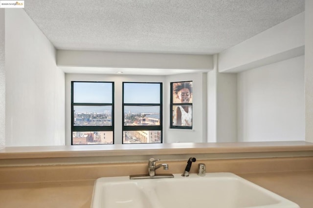 bathroom featuring sink and a textured ceiling