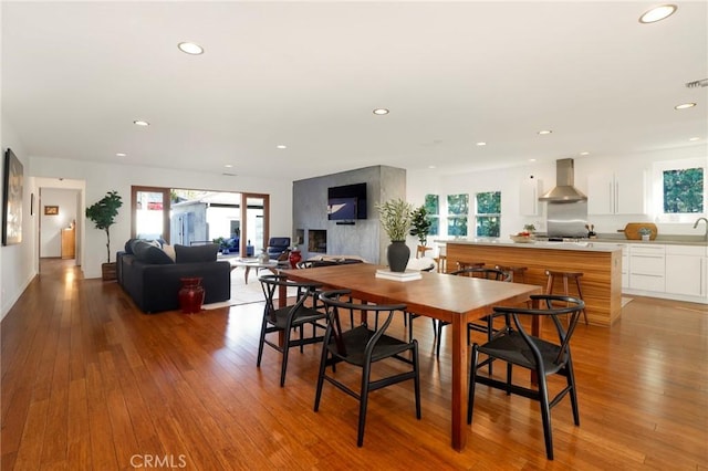 dining room with light wood-type flooring