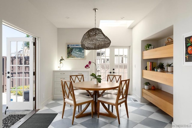 dining space with french doors