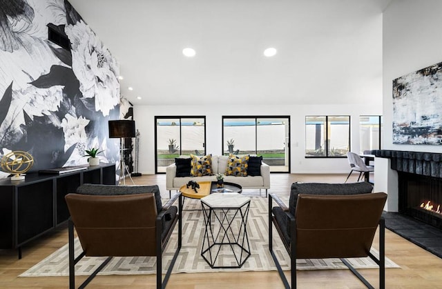 living room featuring light hardwood / wood-style floors