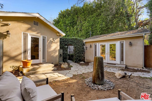 view of patio featuring an outdoor hangout area and french doors