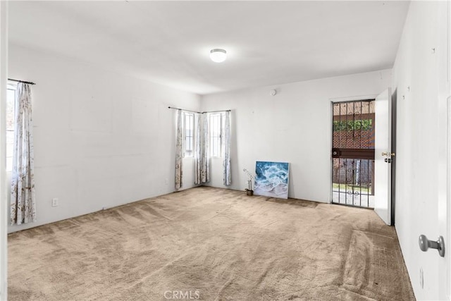 carpeted spare room featuring a wealth of natural light