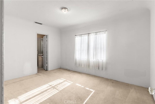 spare room featuring light colored carpet