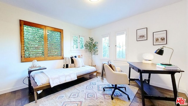 interior space with dark hardwood / wood-style flooring